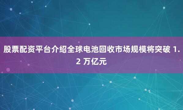 股票配资平台介绍全球电池回收市场规模将突破 1.2 万亿元